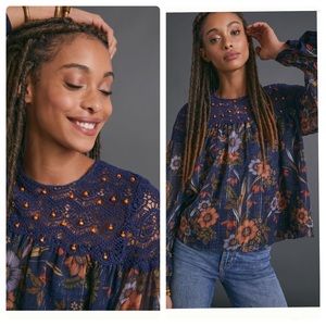 Anthropologie cristy crochet blouse